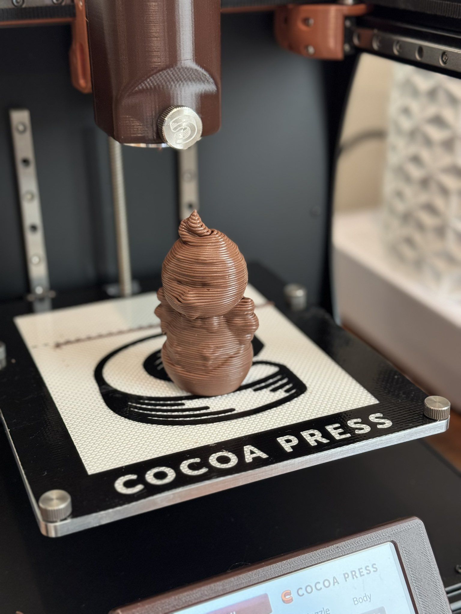 Finished chocolate Easter chick print