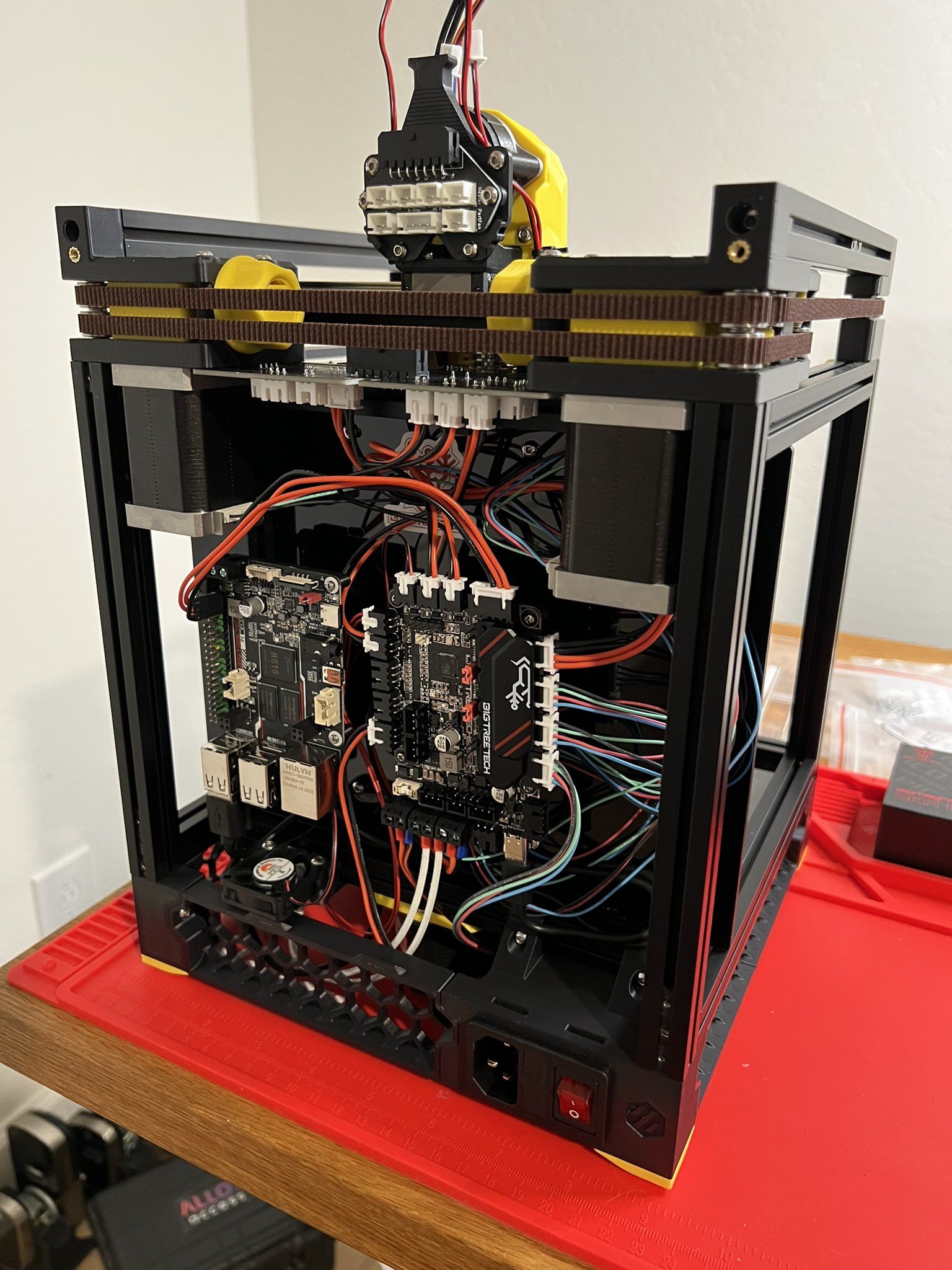 Voron 0 back electronics panel with wiring